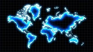 World Map - blue with grid- looping - free stock footage