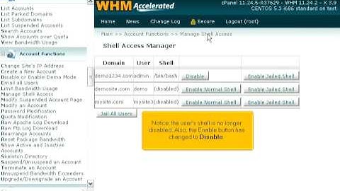 How to manage shell access in WHM