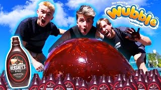 WUBBLE BUBBLE VS HERSHEY CHOCOLATE SYRUP WITH FUNK BROS! 😱 EXPERIMENT! *COPS CALLED*