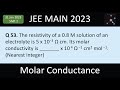 The resistivity of a 0.8 M solution of an electrolyte is 5 x10−3 Ω cm. Its molar conductivity is ---