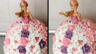 اسهل تورتة باربى كيك لعيد ميلاد البنات Barbie cake