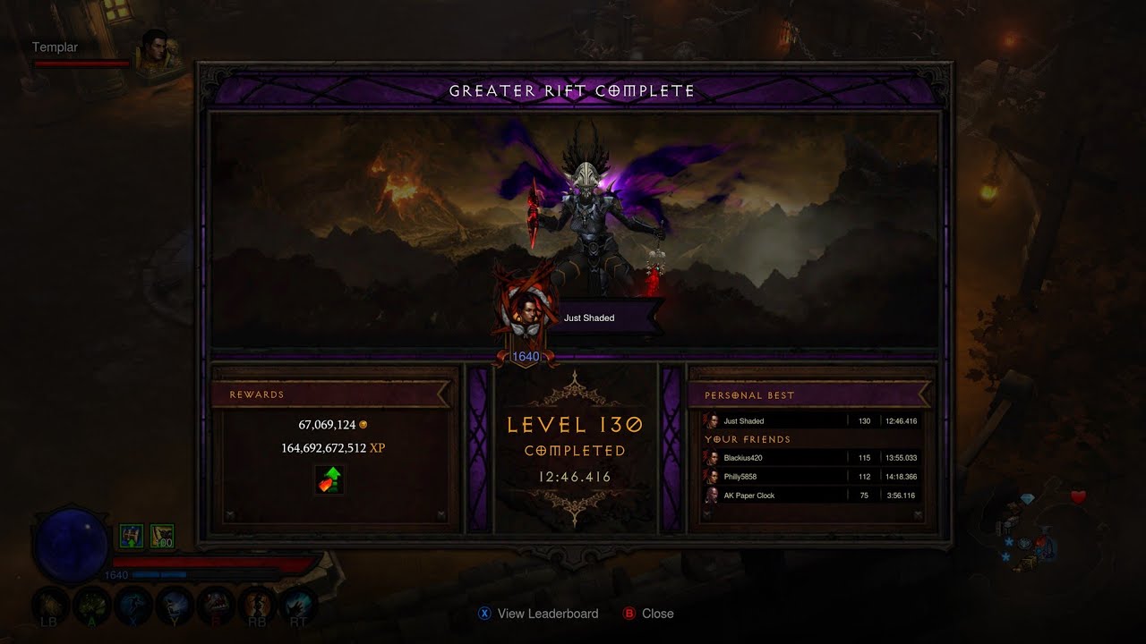 (S20) Diablo 3- Greater Rift 130 Solo - Witch Doctor