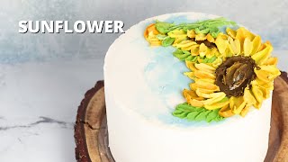 How to make a palette knife sunflower cake [ Cake Decorating For Beginners ]