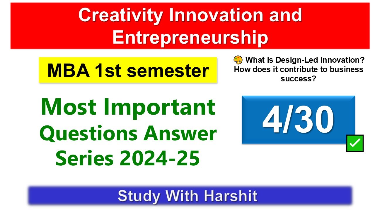 Creativity Innovation and Entrepreneurship | Q&A Series 4/30 💡 Design ...
