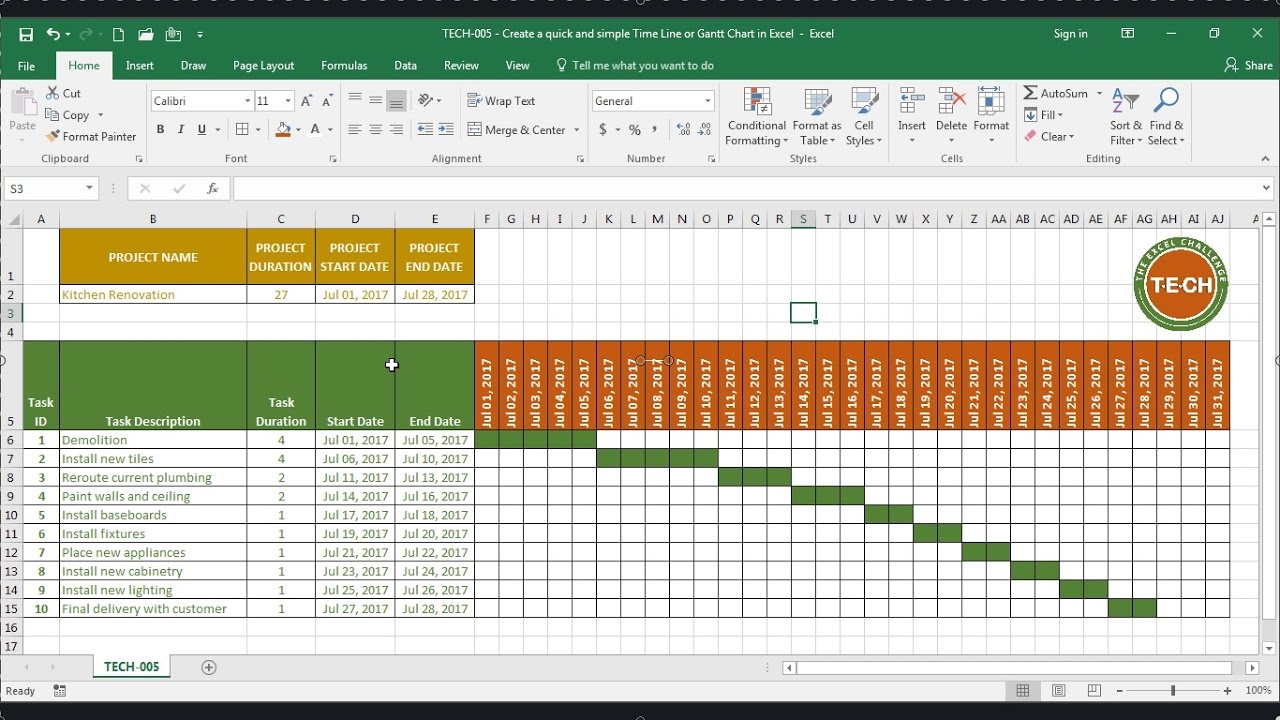 Insert Gantt Chart In Excel