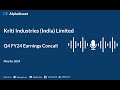 Kriti industries india limited q4 fy202324 earnings conference call