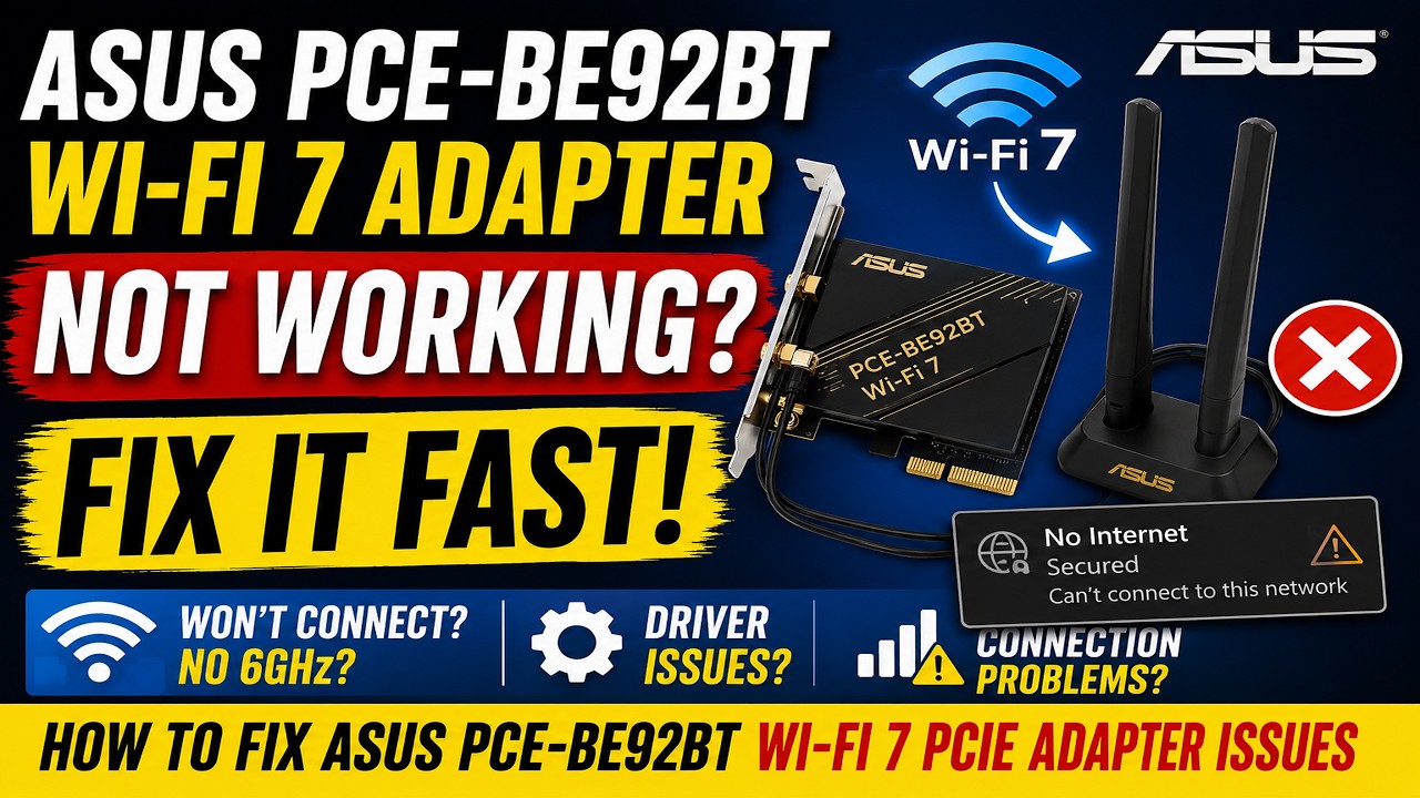 Fix ASUS PCE-BE92BT Wi-Fi 7 PCIe Adapter Issues | Slow Speeds