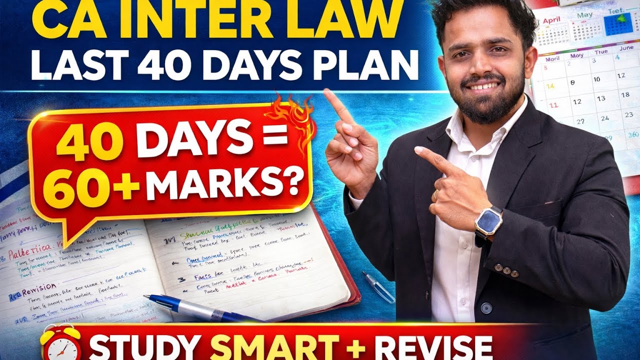 CA Inter Law 40 Days Strategy 🔥 | Score 60+ Guaranteed Plan | Study ...