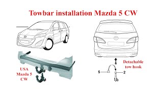 Установка фаркопа Mazda 5 CW + блок согласования c830-v8-921a [ENG sub]