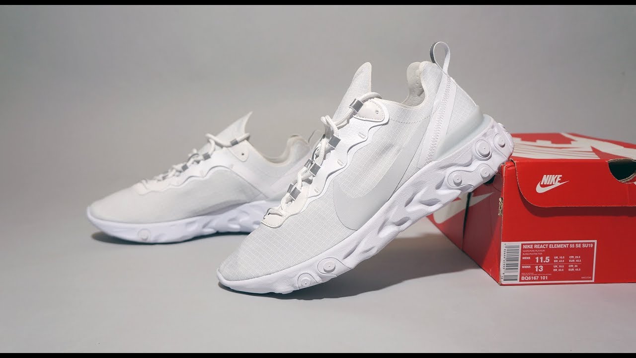 nike react element 55 white on feet