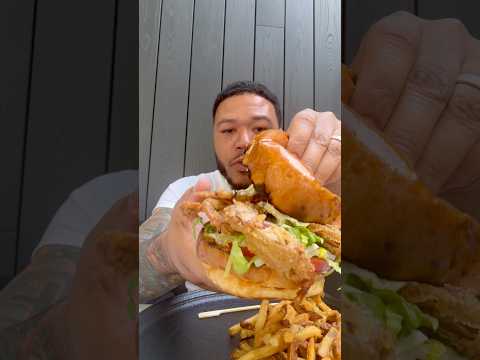Trying a soft shell crab sandwich at blacks