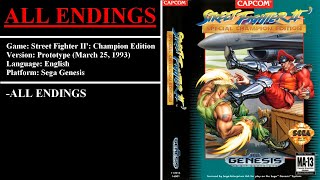 Street Fighter II': Champion Edition [March 25, 1993 Prototype] (Sega Genesis) - (All Endings)