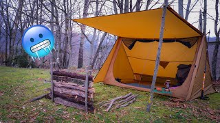 SOLO COLD TENT CAMP - MAKING CAMP MEALS IN A CAMP FEVER