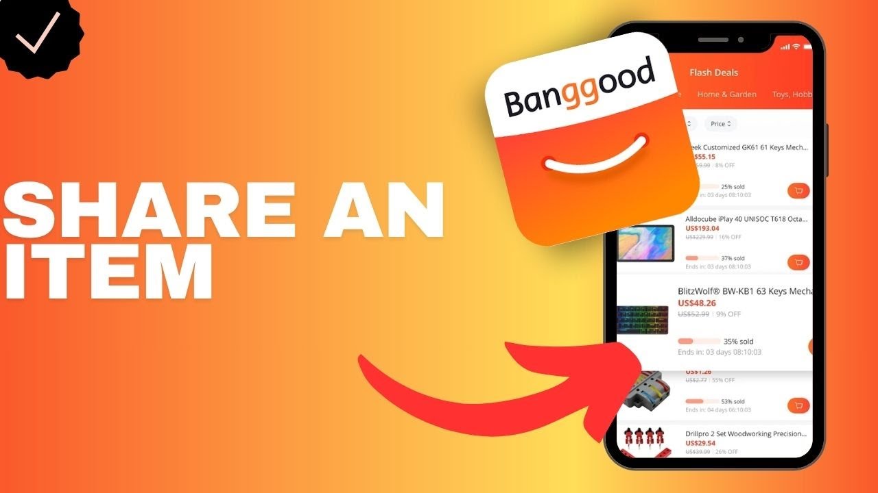 How to share an item in the Banggood app?