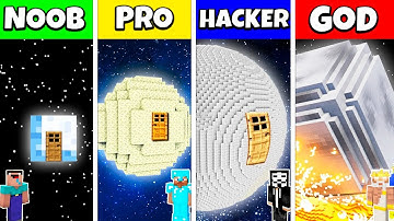 MOON PLANET HOUSE BASE BUILD CHALLENGE - Minecraft Battle NOOB vs PRO vs HACKER vs GOD / Animation