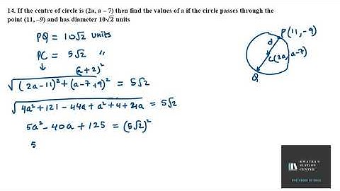 14. If the centre of circle is (2a, a – 7) then find the values of a if the circle passes through th