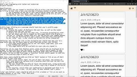 CS50w 2020 Project4 Network