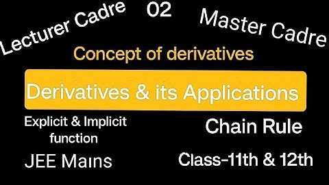 Derivatives & Its Applications | Parametric , Explicit & Implicit functions, Master Cadre Maths 2023