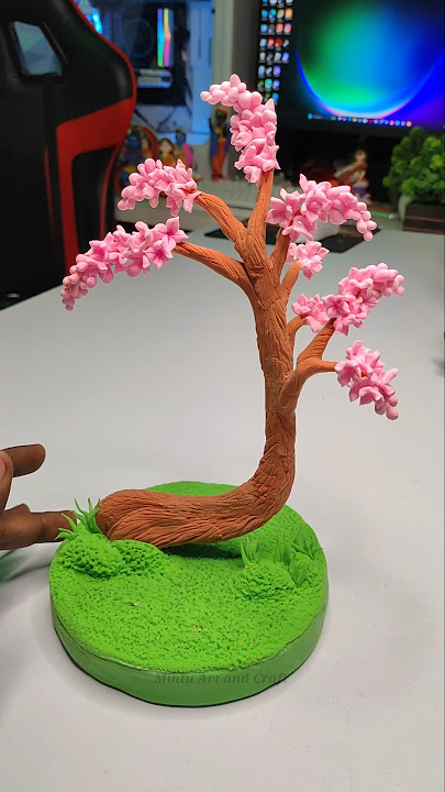 How to make Cherry Blossom Tree with Clay 🌸 🌸 #shorts #short #youtubeshorts