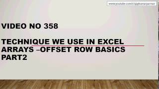 Learn Excel - Video 358- Understanding  Arrays- OFFSET AND ROW  - Part 2