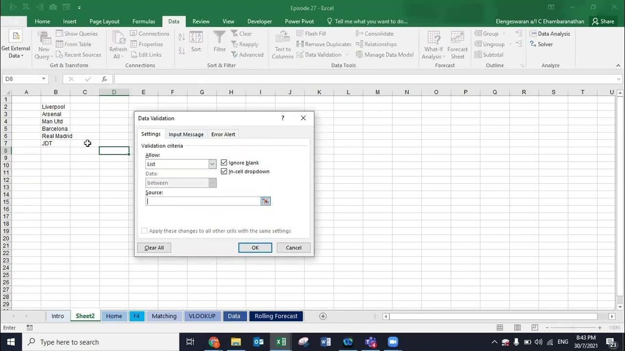Data Validation Drop Down List vs Combo Box of Developer Ribbon - YouTube