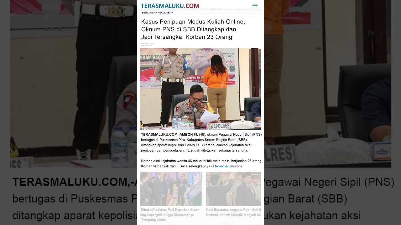 Kasus Penipuan Modus Kuliah Online, Oknum PNS di SBB Ditangkap dan Jadi Tersangka 