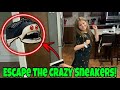 Crazy Sneakers Controlling Carlie Part 2! Escape The Crazy Shoes From Sqeazy Toys!