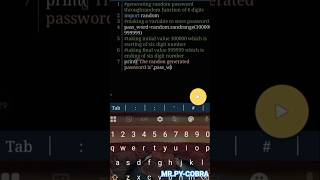 generating password through random module #random #password#shorts
