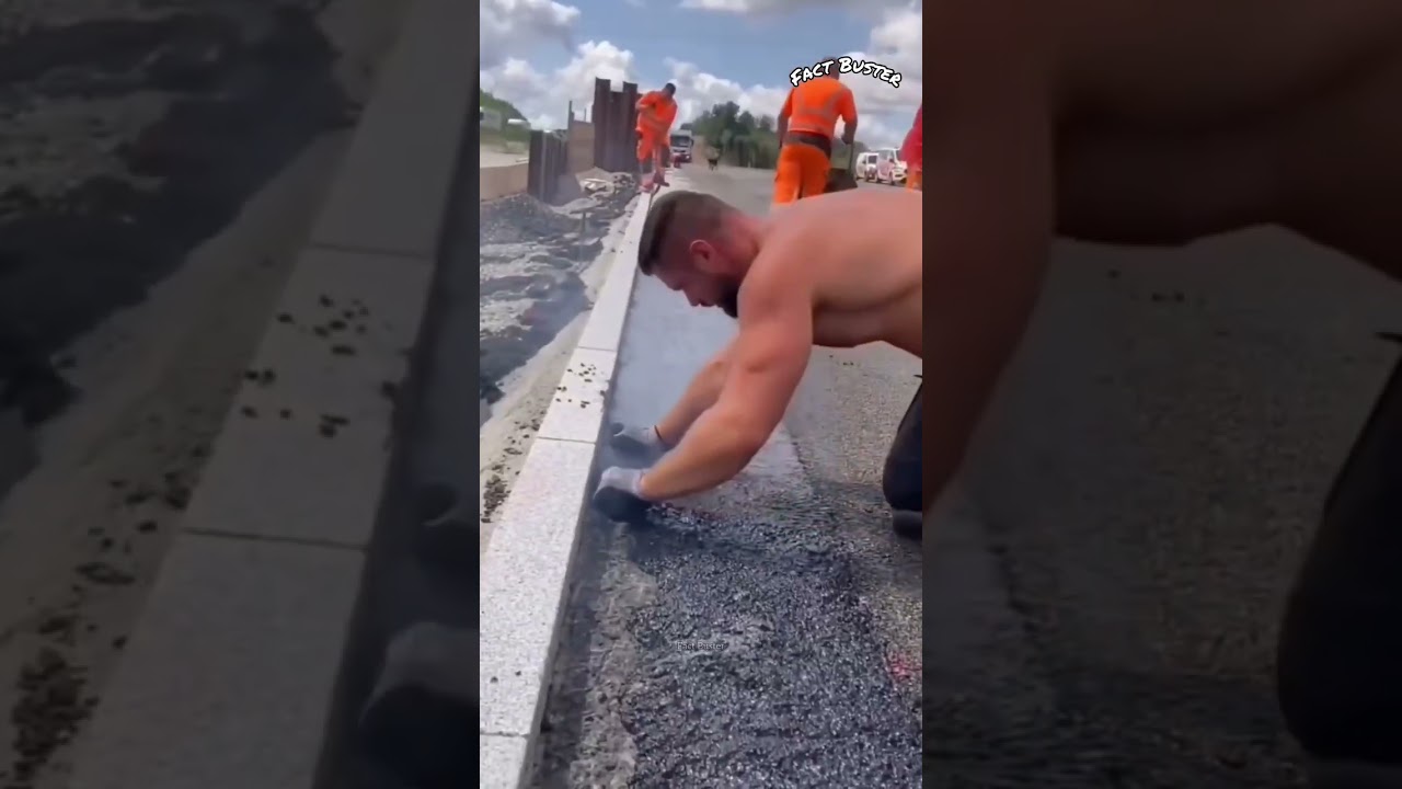 Why are they making road with hands? 