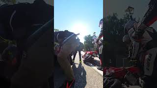 Girl on Motorcycle Causes Multiple Falls at Traffic Light