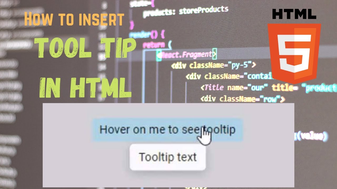 How to insert TOOLTIP In HTML - YouTube