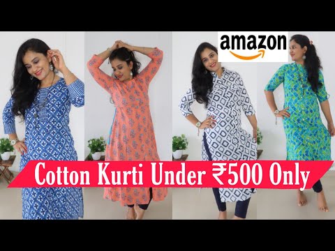 Buy विधा Vidha Women's Pure Cotton Kurti (Small) Green at Amazon.in