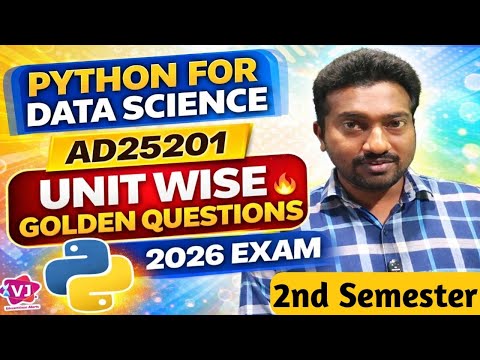 AD25201 Python for Data Science 🔥 Unit Wise Golden Questions 2026 | 100% Important | Engineeringking