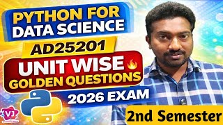AD25201 Python for Data Science 🔥 Unit Wise Golden Questions 2026 | 100% Important | Engineeringking