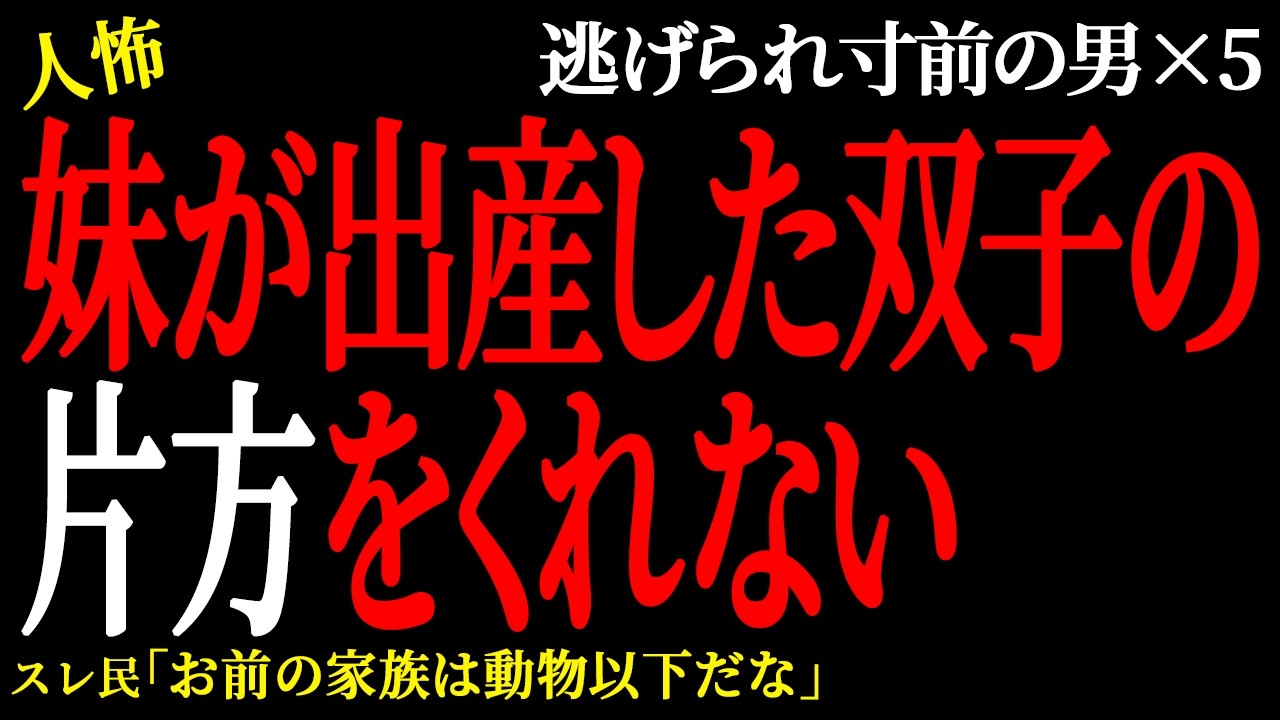 【2chヒトコワ】妹が出産した双子の片方をくれない。（逃げられ男18）【人怖】