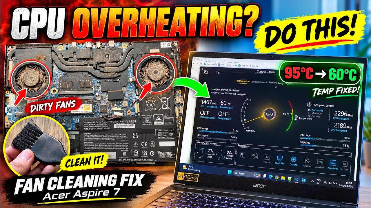 Acer Aspire 7 A715-79G Overheating Fix 🔥 | Fan Cleaning | CPU