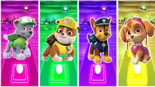 Rocky vs Rubble vs Chase vs Skye  Paw Patrol | Paw Patrol || Tiles Hop Edm Rush