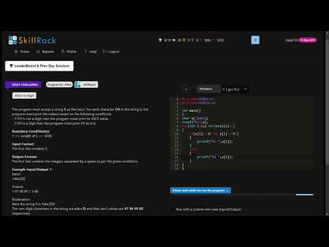 SKILLRACK | DAILY CHALLENGE | 04/10/2023 | ASCII OR DIGIT | PROGRAM ID 9464 | C PROGRAMMING ||