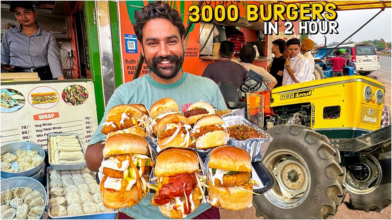 30/- Tractor wale Singapori Chef ka Punjabi Burger Fast Food | Street Food India
