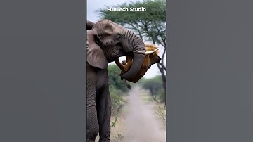 😨Elephant tosses Lion in Air #animals #animal #animallover #shorts #short #wildlife #lion #elephant