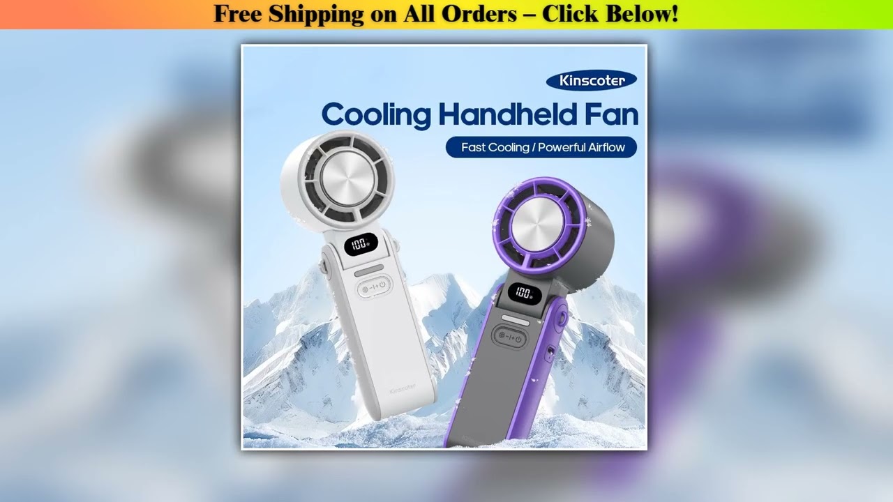 KINSCOTER Outdoor Foldable Portable Handheld Fan Mini Cooling Rechargeable 3600mAh 100level Free Co