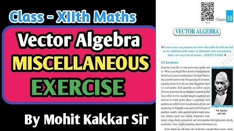 Miscellaneous Exercise Chapter - 10 Vector Algebra Class - 12th Maths Fully Solved
