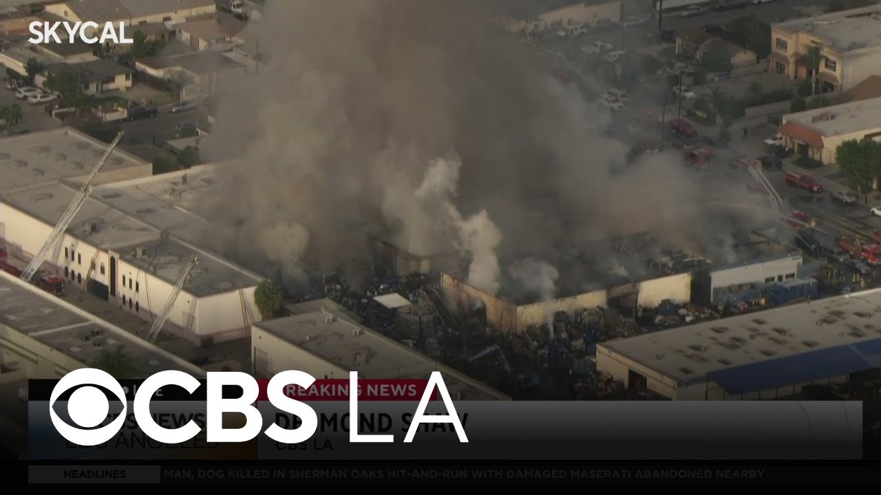 LA County firefighters battling large fire at South El Monte recycling facility