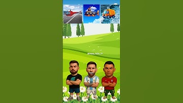 Cartoon Ronaldo vs Messi vs MrBeast | Funny Animation Showdown 🚁⚽🚛 #shorts #viral #trending #cartoon