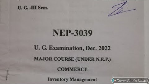 B.Com 3rd Sem. Inventory Management University Exam Paper, Inventory Management Semester Paper