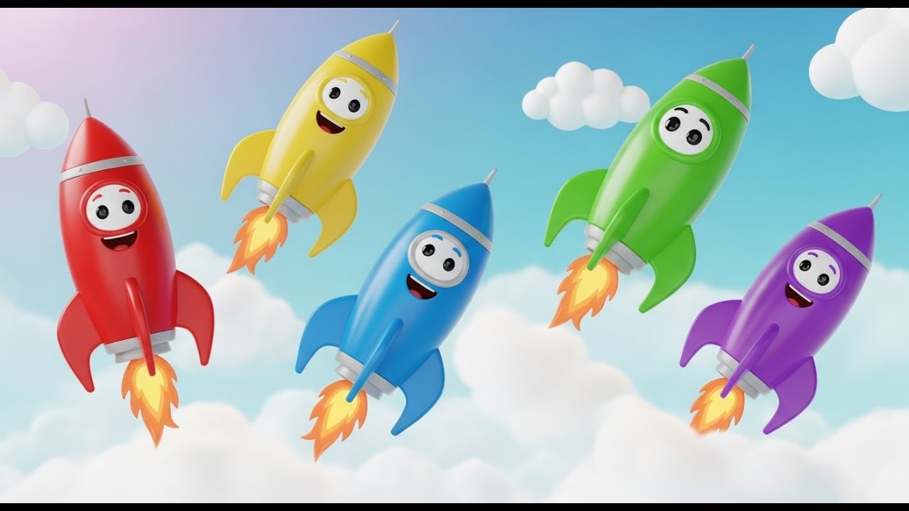 5 Little Rockets Five Little Toy Rocket Ships Zoom Zoom Zoom | Space Songs & Counting ...