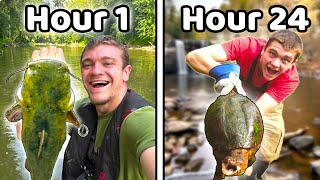Eating Only What I Catch in the River for 24 Hours!