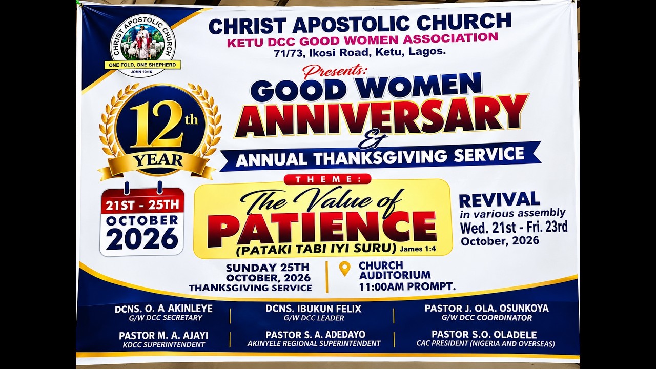 C.A.C OKE IGBALA KETU DCC | 12TH KETU DCC GOOD WOMEN ANNIVERSARY. | OCTOBER 25TH, 2026.