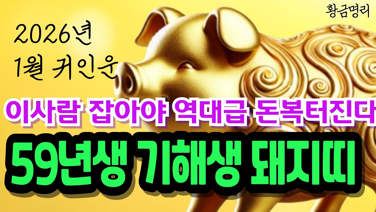 59년생 돼지띠 안보면 후회한다!!👆1월에 '이사람' 보이면 무조건 꽉 잡으세요!!🙏10년 대운 바뀌고 인생역전의 기회입니다 59년돼지띠 기해생 2026년1월운세 돼지띠운세