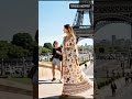 Model Wears Boho Floral Maxi Dress in Paris! 😂 Funny Street Fashion Near Eiffel Tower